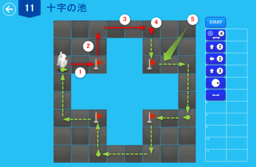 アルゴロジック1 １１ 十字の池 解答例